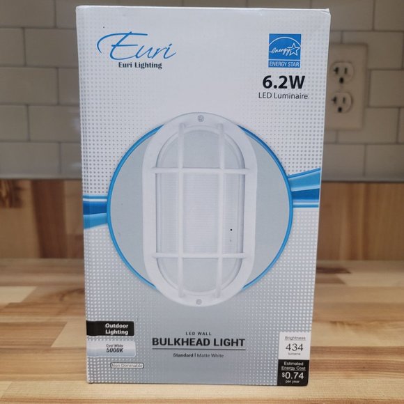 Euri Bulkhead Wall Light LED Cool White Outdoor Non Dimmable Lighting - Picture 1 of 4